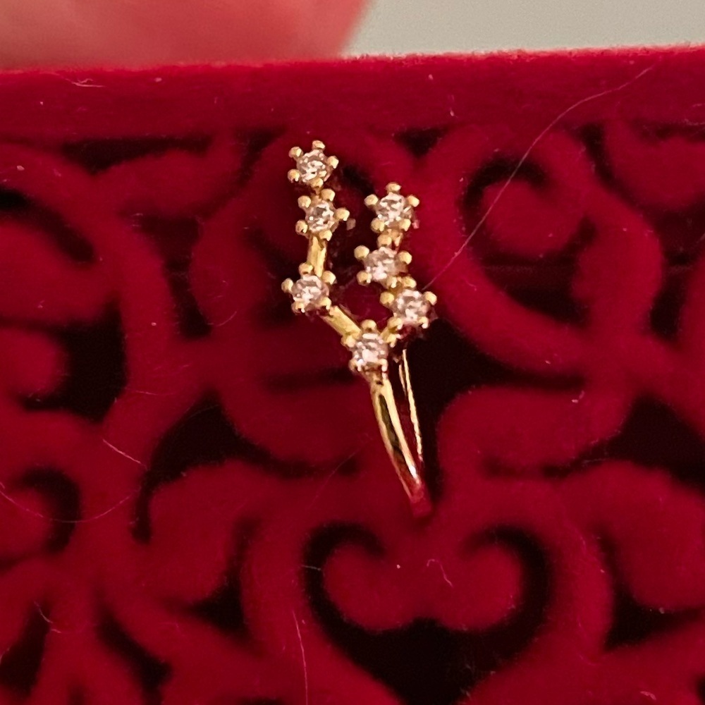 Pretty Gold And White Stone Press On Nose Ring/Earring